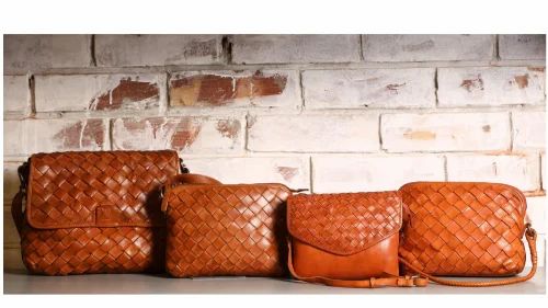 Leather Woven Handbag