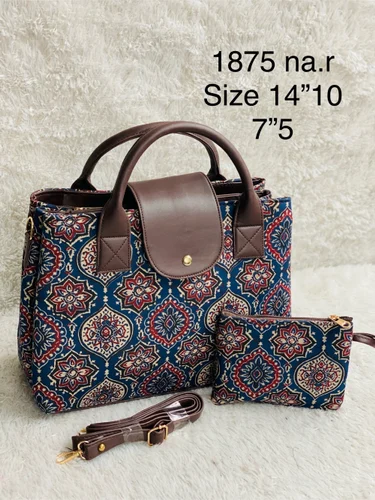 Indigo Fabric Handbag With Sling
