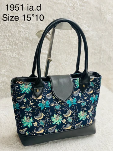 Blue Indigo Fabric Handbag, For Shopping