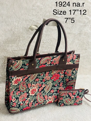 Cotton Indigo Fabric Handbag With Pouch