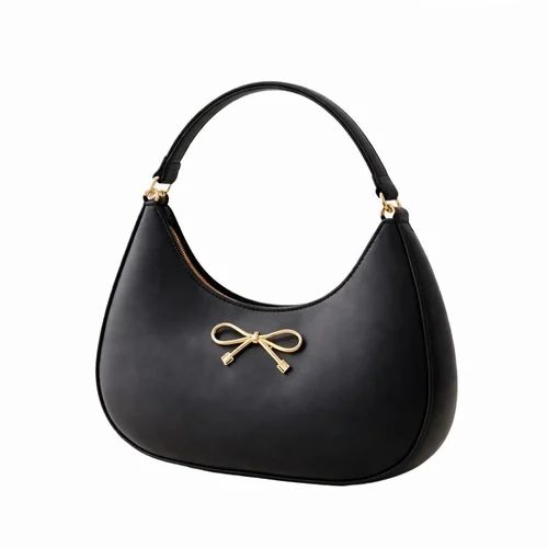 Black PU Leather Hobo Handbag