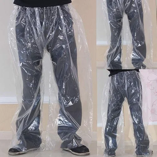 Waterproof Plastic Pants Cover , Full-Length Clear Protective Trousers for Rain, Dust & Messy Work