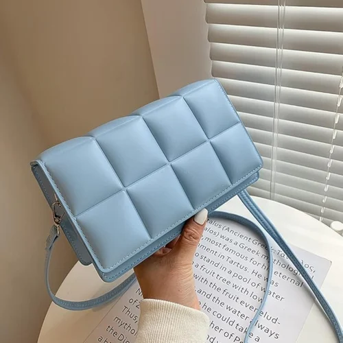 Women's Mini Handbag ,PU Leather Hobo Bucket Purse ,Checker Pattern Crossbody Shoulder Bag