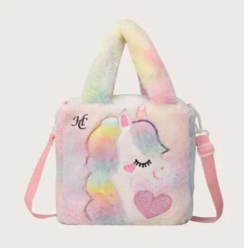 Leather Unicorn fur handle bag