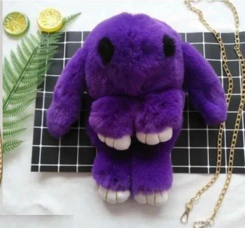 Kids Rabbit Red Fur Hand Bag