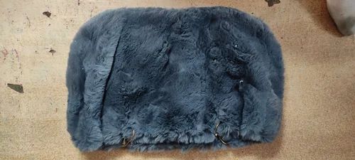 Ladies Grey Plain Fur Handbags