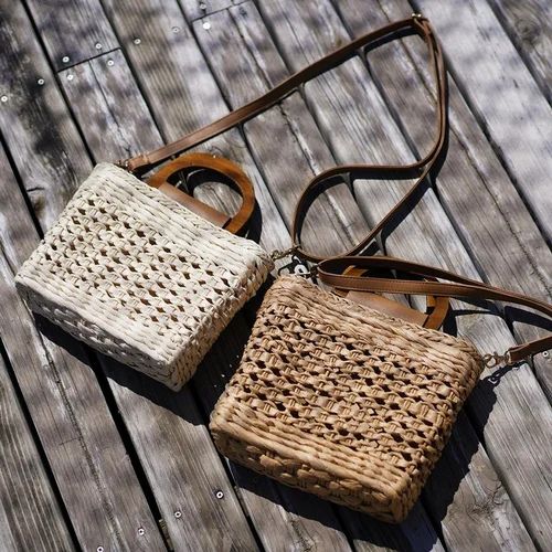 Brown Jute Straw Hand Woven Bags