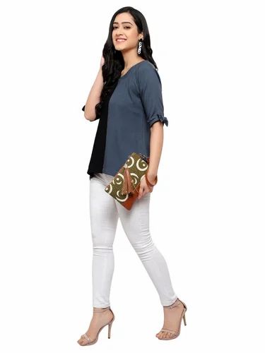 SA - 424D Womens Printed Olive Durrie with PU Zipper Clutch & Cosmetic Pouch