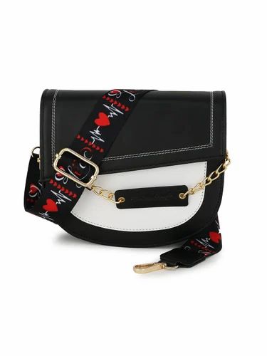 Black Pu Sling Bag, a Latest Fashion Saddle Crossbody Bag For Trendy Girls Sah - 005csl