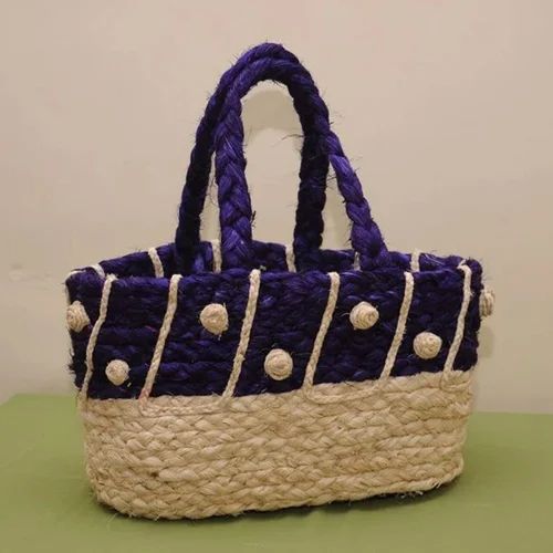 Cream Purple Banana Fiber Tote Bag