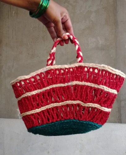 Red Green Banana Fiber Tote Bag