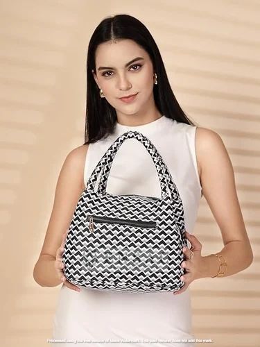ENSAC Women Printed Fabric Handbag Trendy Shoulder Bag for Daily Use
