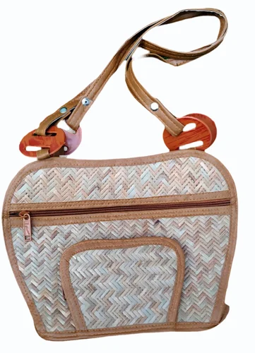 Brown 12x10 Inch Sitalpati Rectangle Hand Bag