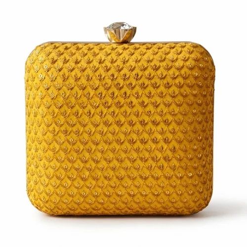 Yellow Clutch Bag Sequins bag with Chain strap