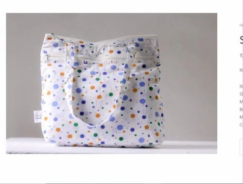 Cotton Cloth S3 White Polka Dots Mother Bag
