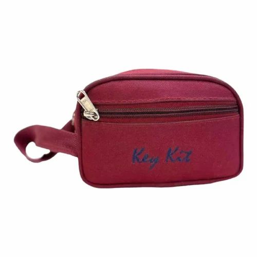 Maroon Plain Mens Nylon Key Kit Hand Bag