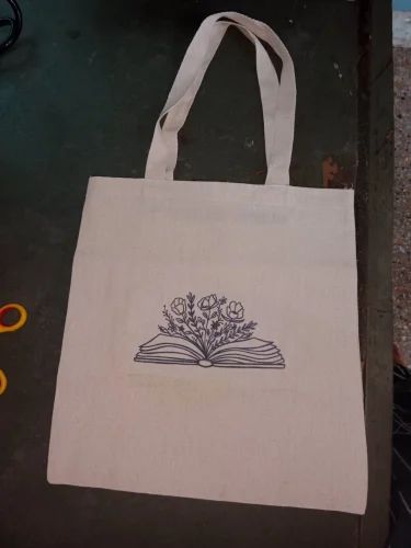 Ivory canvas handmade fabric handbag