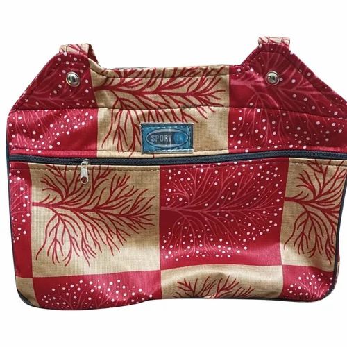 Red And Cream Handmade Fabric Bag