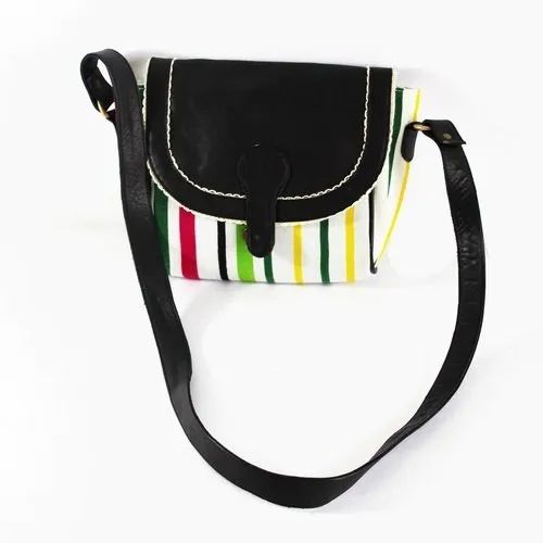 Quilted Handmade Leather & Fabric Handbag