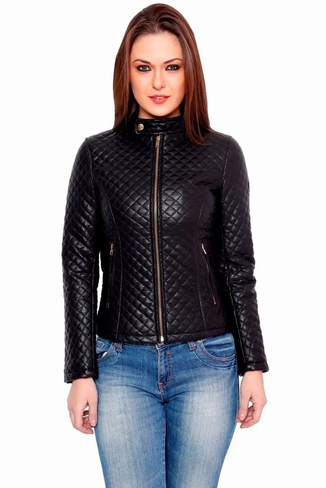 Faux Leather Quilted Jacket