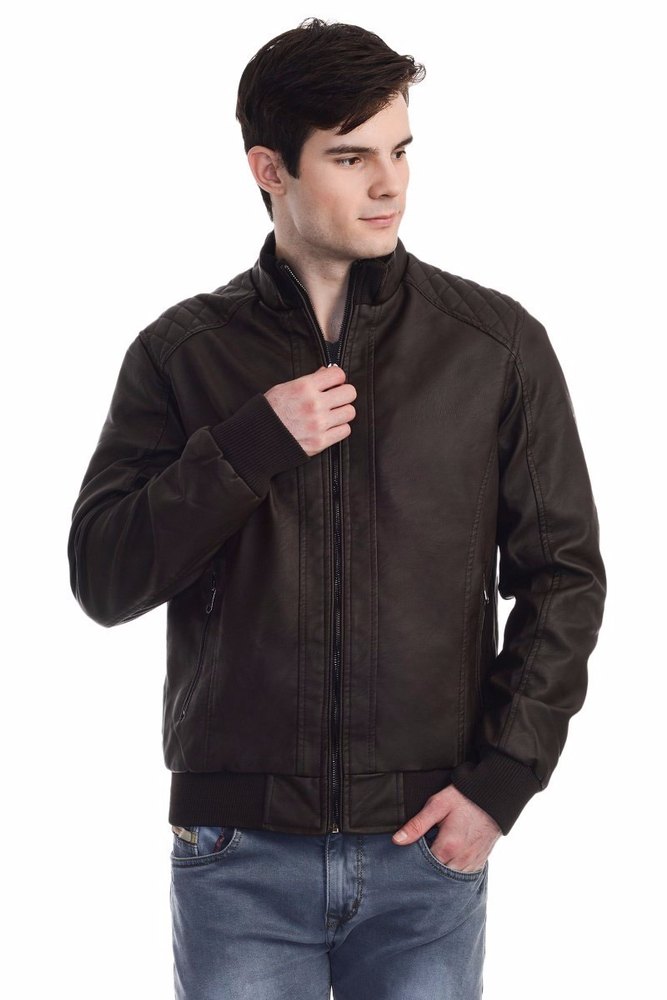 Faux Leather Polo Jacket