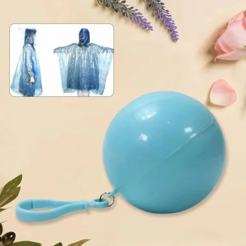Disposable Raincoat for Kids with Hood and Attachable Round Case 12742, water-resistant plastic