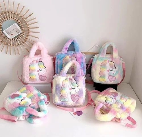 Kids Crossbody Unicorn Fur Sling Bag