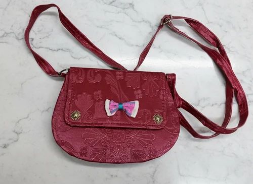 Marron Floral Embossed Kids Sling Bag