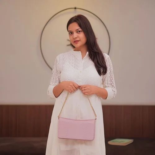 Solid Pink Elegance Clutch Baguette Bag
