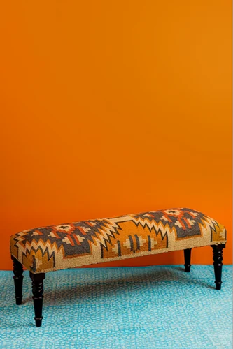 Kilim Bench Wool Jute Wood Wooden Kamal Durry Udyou Outdoor Rugs Carpet