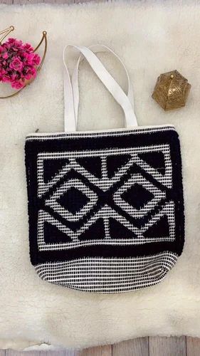 Kilim Black Cotton Carry rug Bag