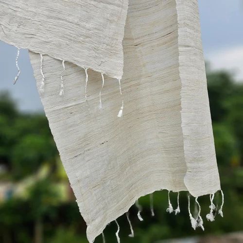 White Eri Silk Katia Handloom Textured Stole