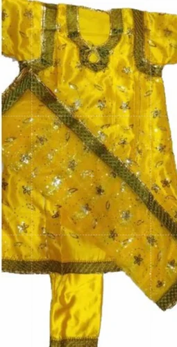 Embroidered Yellow Khada Dupatta With Work