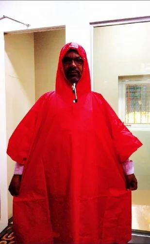 Natural Enterprises Red Plain Poncho Raincoat, Size: Large