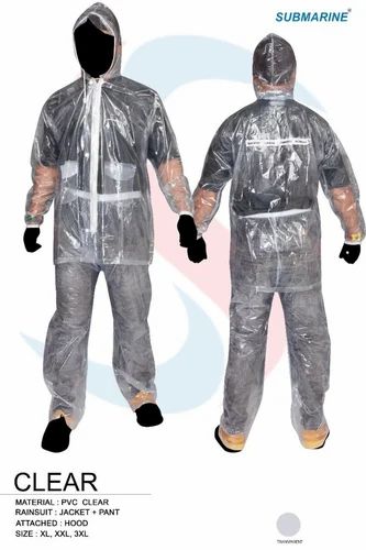 Submarine PVC Transparent Rain Suit, Size: XXL