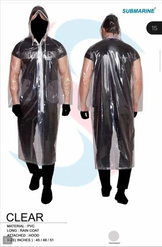 Submarine PVC Transparent Rain Suit, Size: 45/48/51/54 and XXL