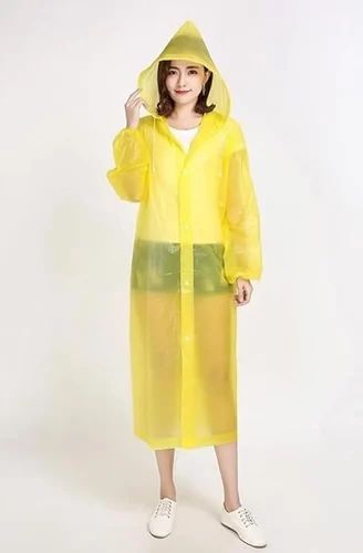 L Ladies Transparent Raincoat, Plastic
