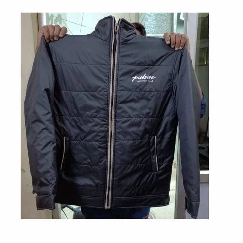 Men Large Sporty Black Polyester Rain Jacket