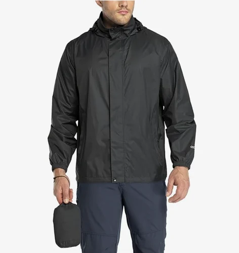 Black Men Waterproof Rain Jacket, Size: Large