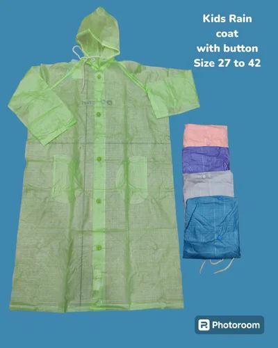 Unisex PVC Green Kids Raincoat
