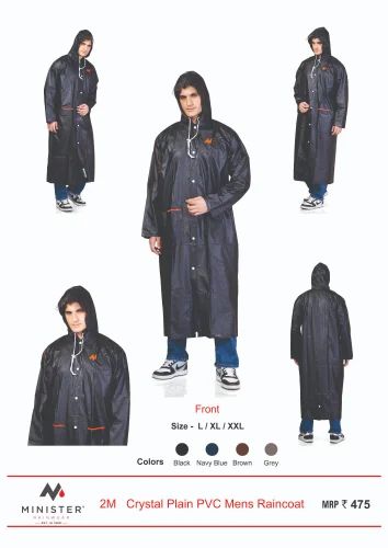 2M Crystal Plain PVC Mens Raincoat