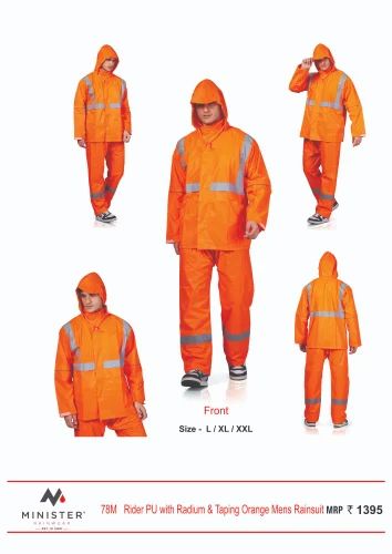 78M Rider PU with Radium & Taping Orange Mens Rainsuit