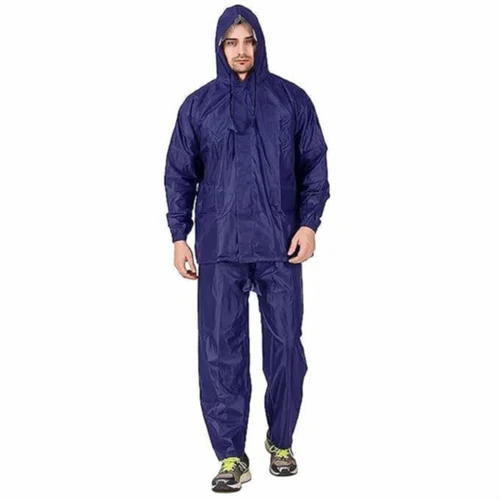 Mens Navy Blue Raincoat Set, Polyester