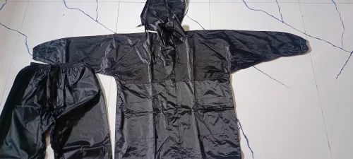Black Men Polyester Raincoat