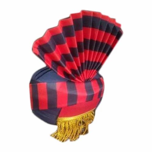 Red And Black Silk Police Turban Parade Pagri