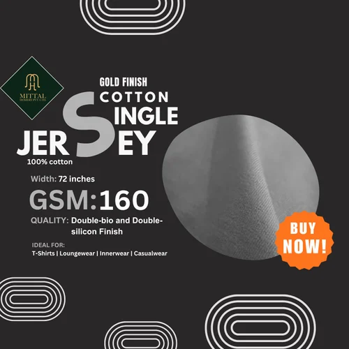 160 GSM Gold Finish Cotton Single Jersey Fabric