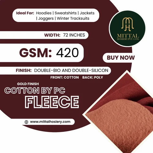 410 Gsm Heavy Weight Cotton Fleece Knitted Fabric, GSM: 300