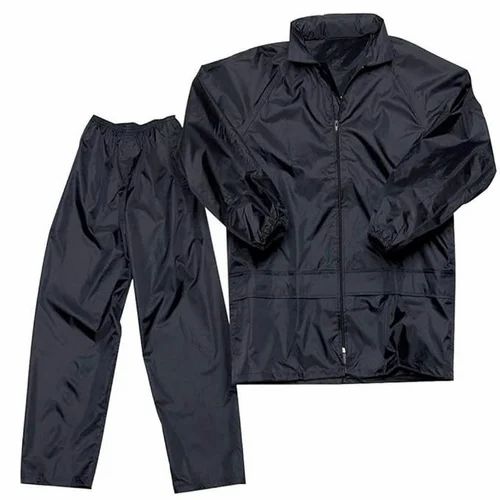 Black Polyester Raincoat Set