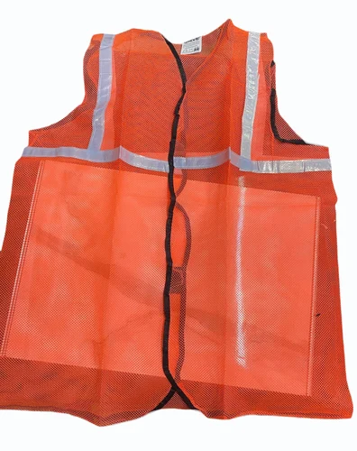 Orange Polyester Reflective Safety Jacket, For Construction