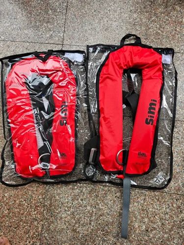 Red Nylon Inflatable Life Jacket, For Sea Patroling, Size: Free Size